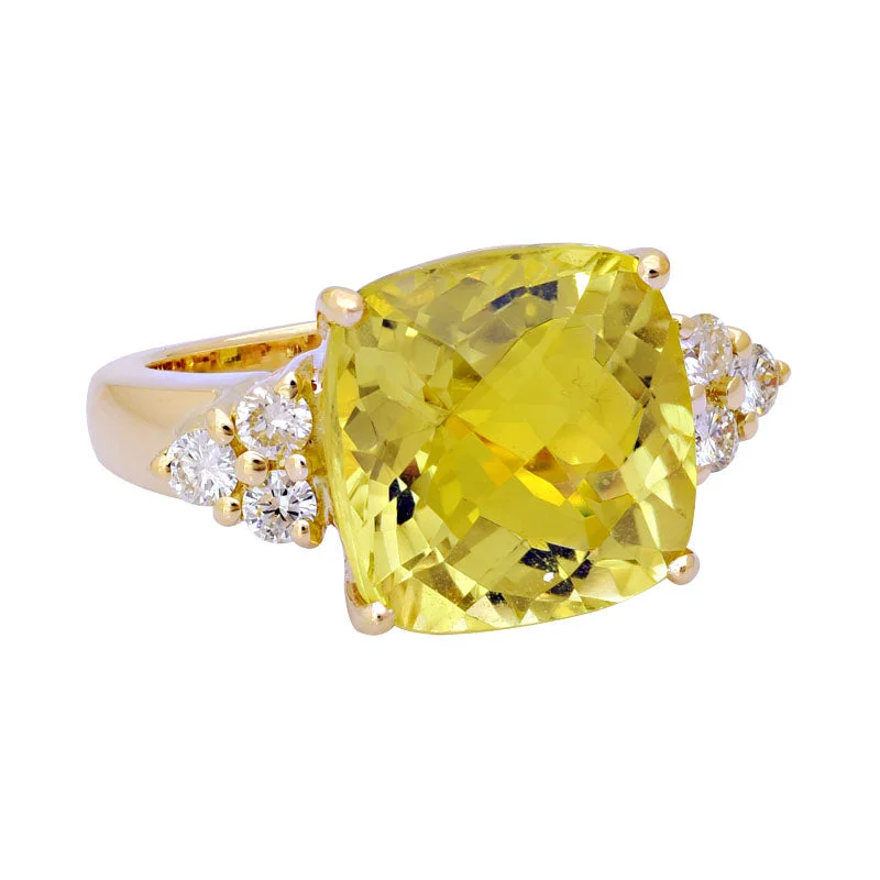 women’s engagement rings with diamonds and rubies for wedding-Ring-Lemon Quartz and Diamond