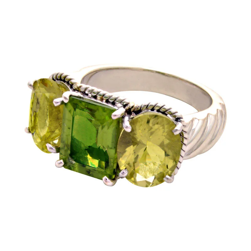 vintage engagement rings for men with diamonds-Ring-Peridot and Lemon Quartz