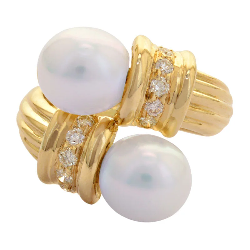 women’s rings with diamonds and emeralds for engagement-Ring-South Sea Pearl and Diamond