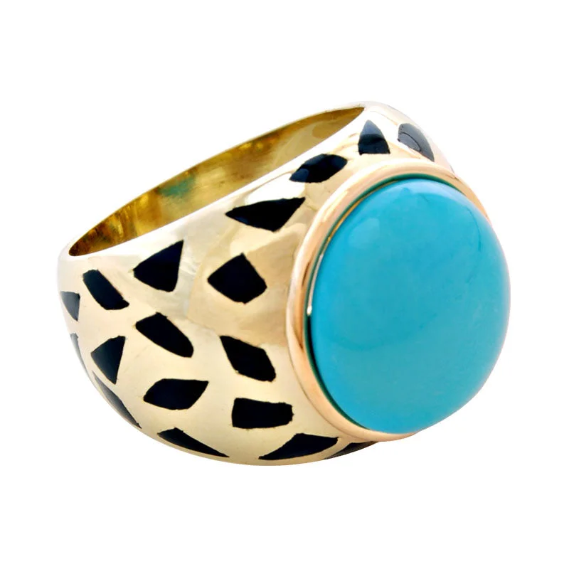 custom wedding rings for men with diamonds and rubies-Ring-Turquoise (Enamel)