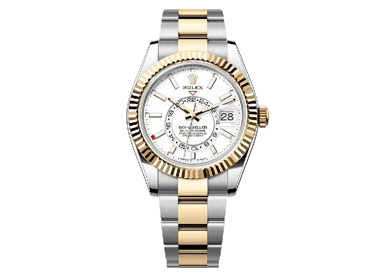 digital watches for men with fitness tracking and advanced GPS -Rolex Sky-Dweller 42mm 336933 Two-Tone Oyster White Dial