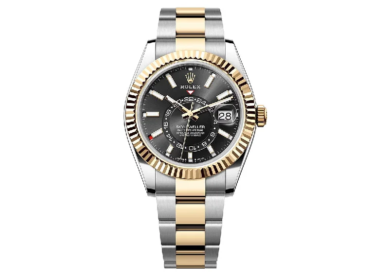 men's watches with classic design and digital movement features -Rolex Sky Dweller 42mm 326933 Two-Tone Oystersteel Black Dial