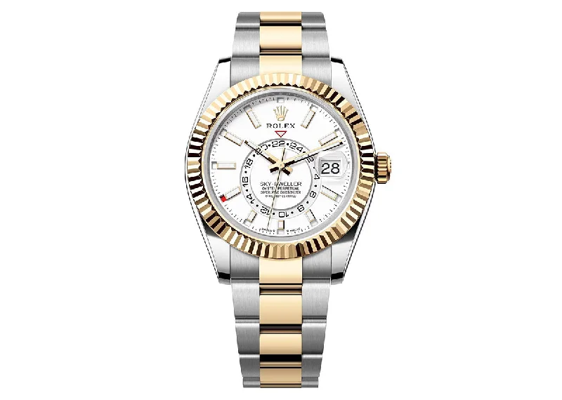 affordable sport watches for men with heart rate and GPS tracking -Rolex Sky Dweller 42mm 326933 Two-Tone Oystersteel White Dial