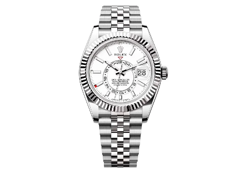 watches for men with black leather bands and modern digital designs -Rolex Sky-Dweller 42mm 336934 Oystersteel Jubilee Intense White Dial