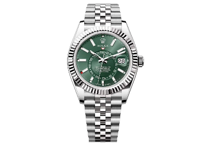 watches for men with classic design and modern functionality -Rolex Sky Dweller 42mm 336934 Oystersteel Jubilee Mint Green Dial