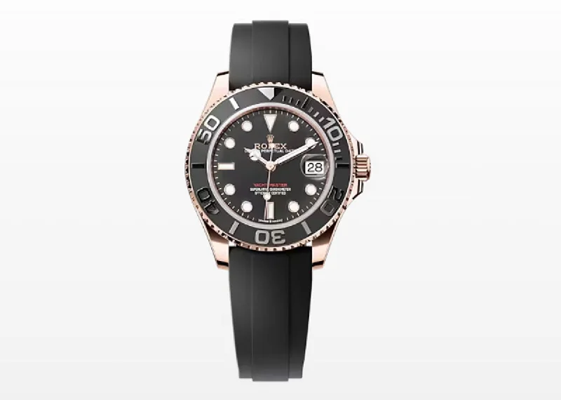 sport watches for men with altitude, heart rate, and step tracking -Rolex Yacht-Master 37mm 268655 Everose Gold Oysterflex Black Dial