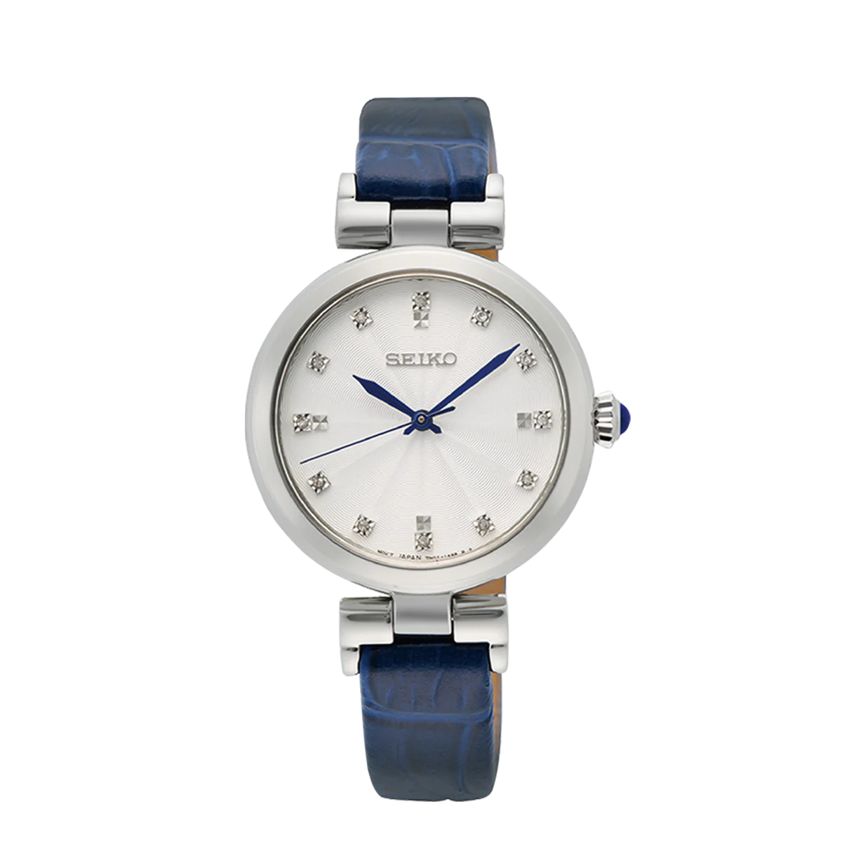 men’s watches with large, bold faces and multi-functional features -Seiko  Women's White Analog Leather Watch SRZ545P1