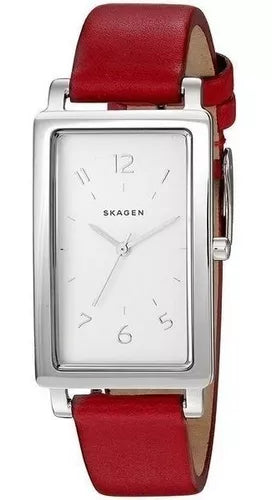 affordable watches for men with modern designs and durable materials -Skagen Women's Red Leather Strap Watch SKW2568