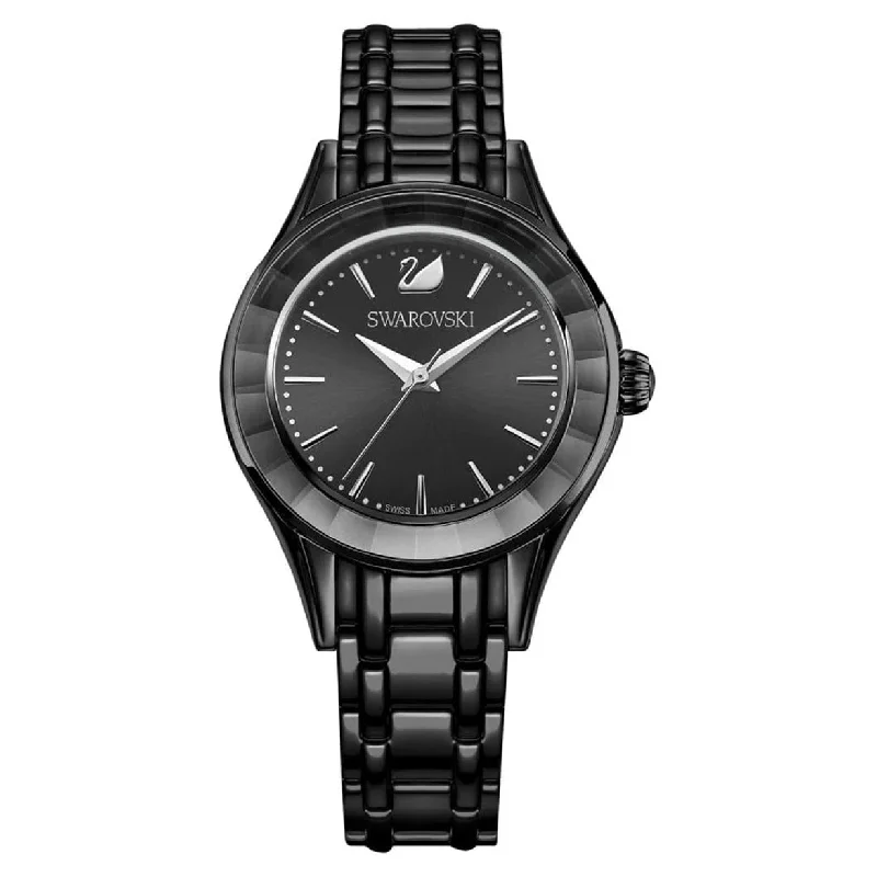 women's watches with slim profiles and high-quality leather bands -Swarovski Alegria Black Dial Women 33mm