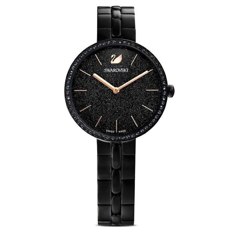 men's watches with durable silicone bands and multi-functional features -Swarovski Cosmopolitan Black Dial Women 30mm