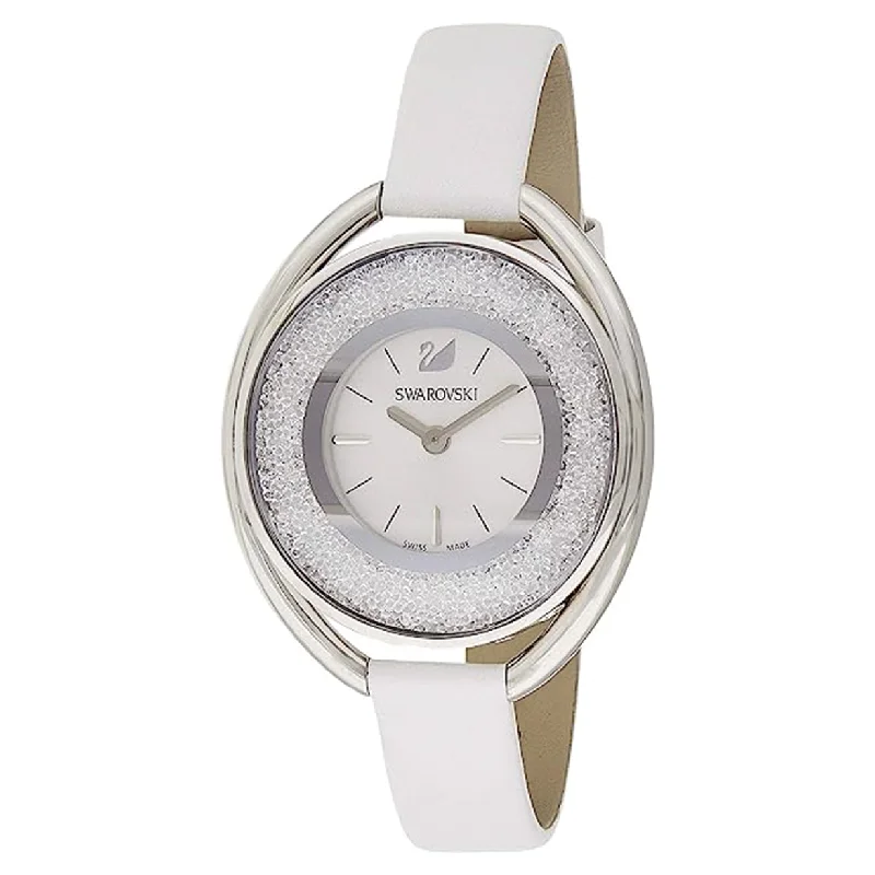 waterproof sport watches for women with fitness and wellness tracking -Swarovski Crystalline Oval Silver Dial Women 37mm