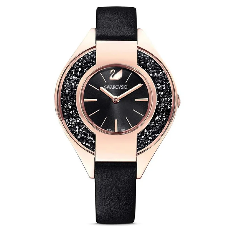 elegant smartwatches for women with touch screen and health features -Swarovski Crystalline Sporty Black Dial Women 35mm