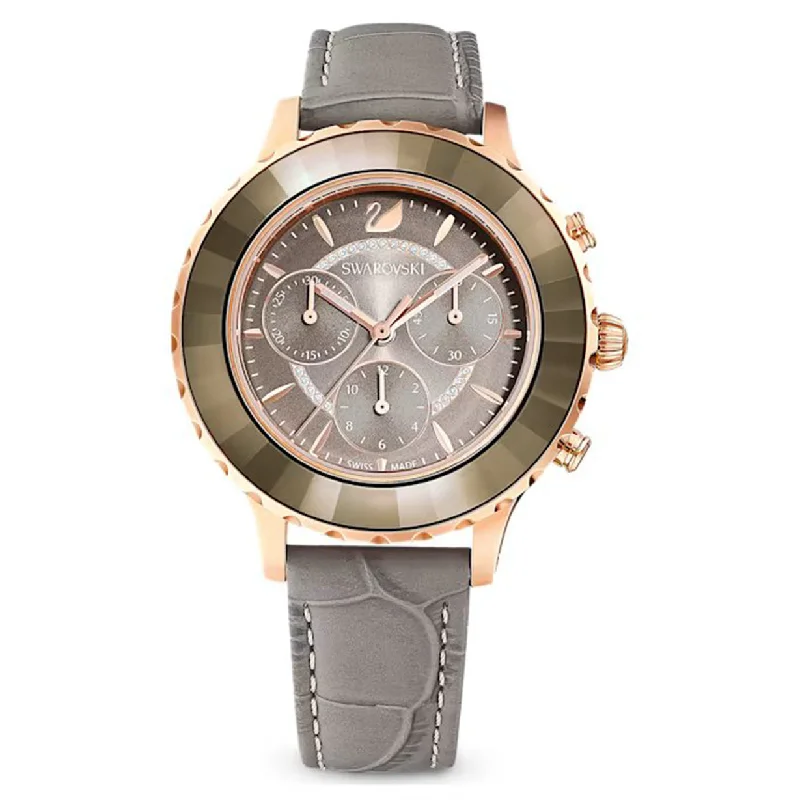 luxury watches for men with bold, statement-making designs -Swarovski Octea Lux Chrono Grey Dial Women 39.5mm