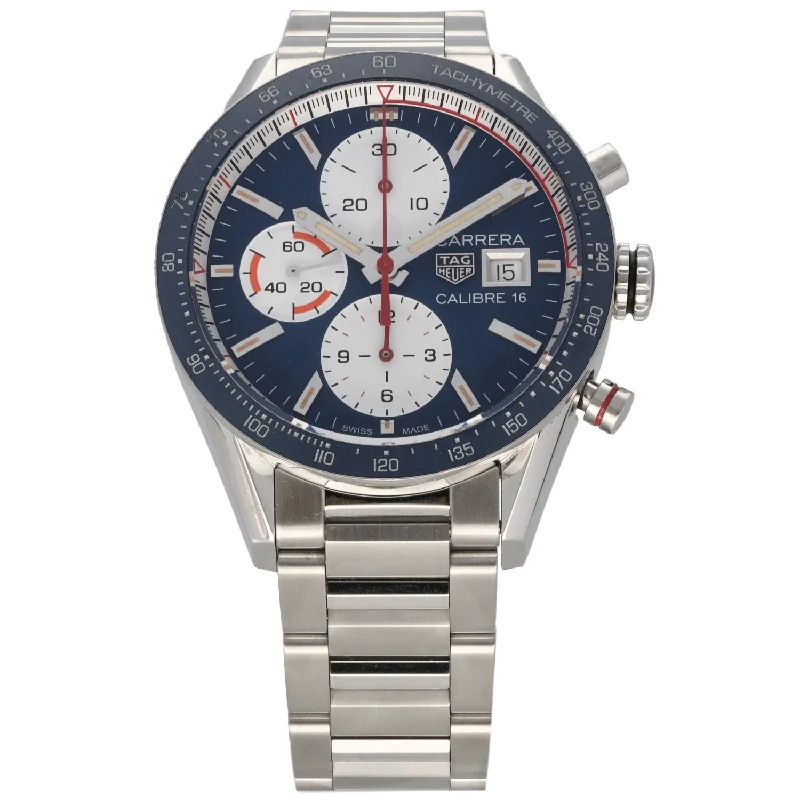 elegant watches for women with thin cases and slim leather straps -Tag Heuer Carrera CV201AR-0 41mm Stainless Steel Watch