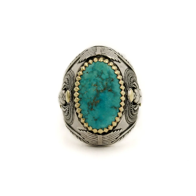 platinum engagement rings for women with sapphires for engagement-The "Ramses" Ring x Carico Lake Turquoise