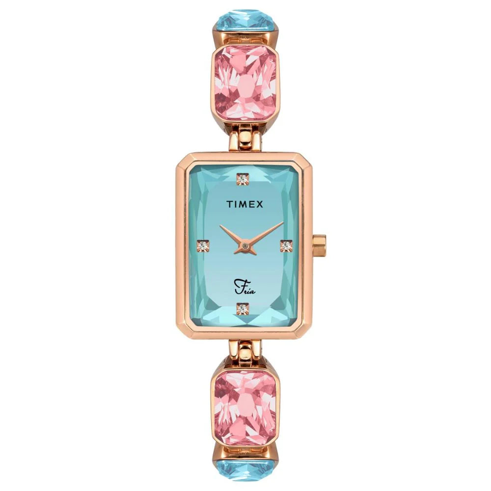 watches for women with minimalist designs and high-quality materials -Timex Fria Women Blue Rectangular Analog Watch - TWEL16900