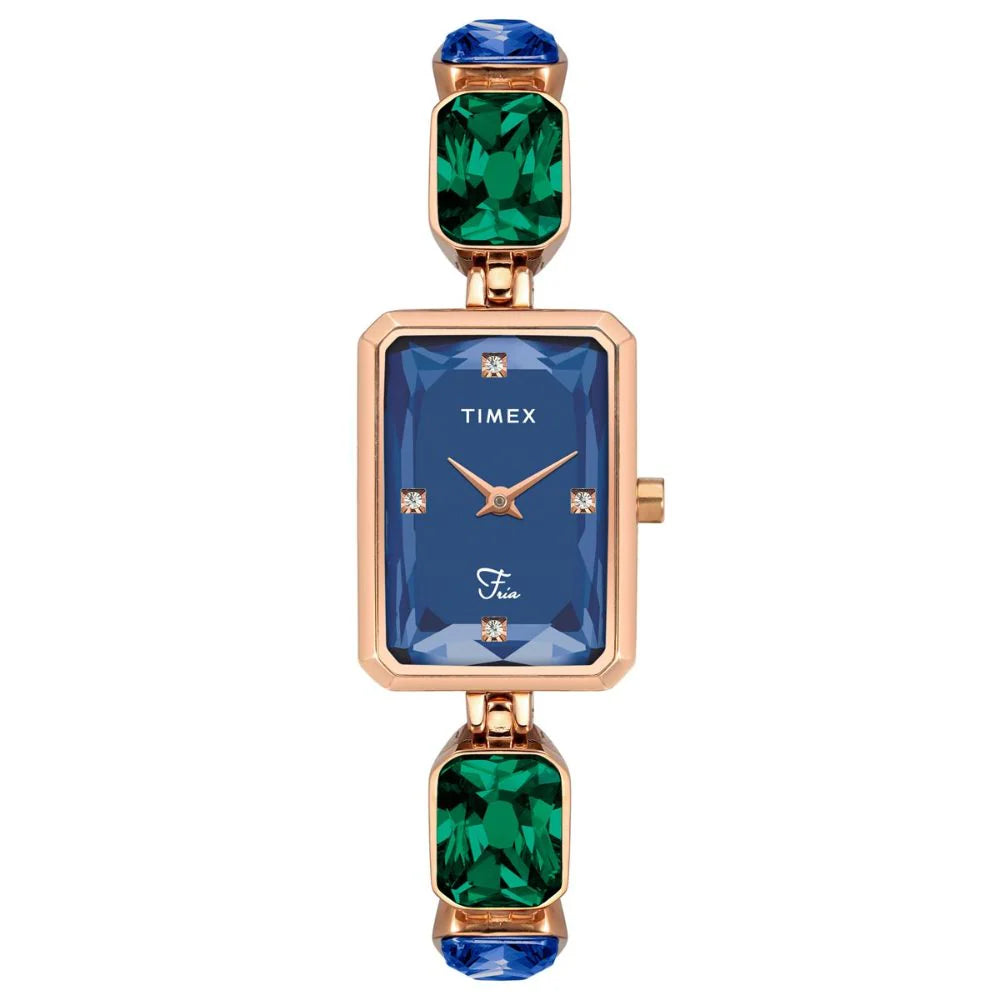 digital watches for men with heart rate, GPS, and sleep tracking -Timex Fria Women Blue Rectangular Analog Watch - TWEL16902