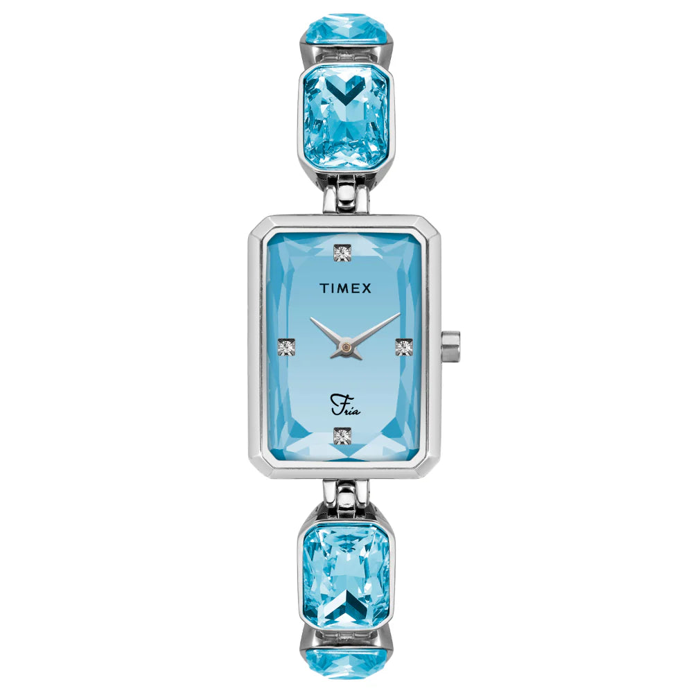 women's watches with sleek faces and colorful rubber bands -Timex Fria Women Blue Rectangular Analog Watch - TWEL16904