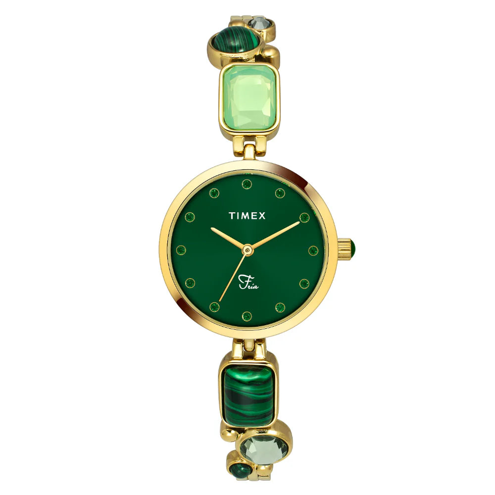 men's watches with modern features and interchangeable bands -Timex Fria Women Green Round Analog Watch - TWEL17801