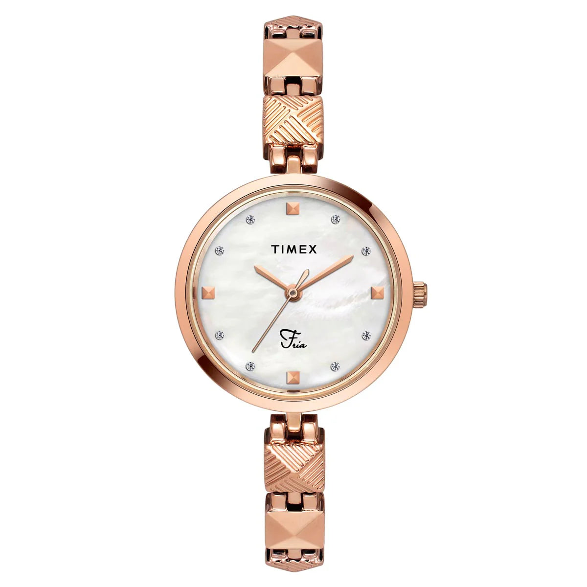 luxury watches for men with brushed metal cases and sophisticated dials -TIMEX Fria Women Mother of Pearl White Round Dial Analog Watch - TWEL18309