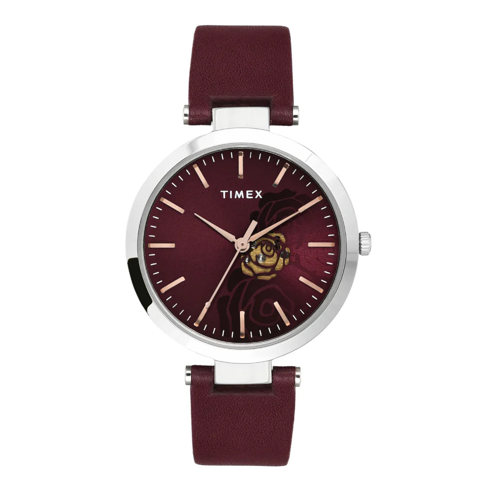 sport watches for men with activity tracking and real-time data -Timex Women Burgundy Round Analog Dial Watch- TW000X245