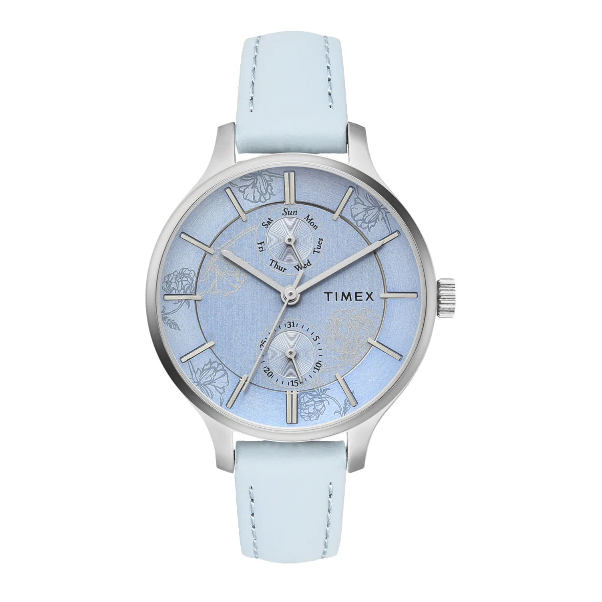 watches for men with waterproof features and modern functionality -Timex Women Multifunction Blue Round Brass Dial Watch- TWEL14821