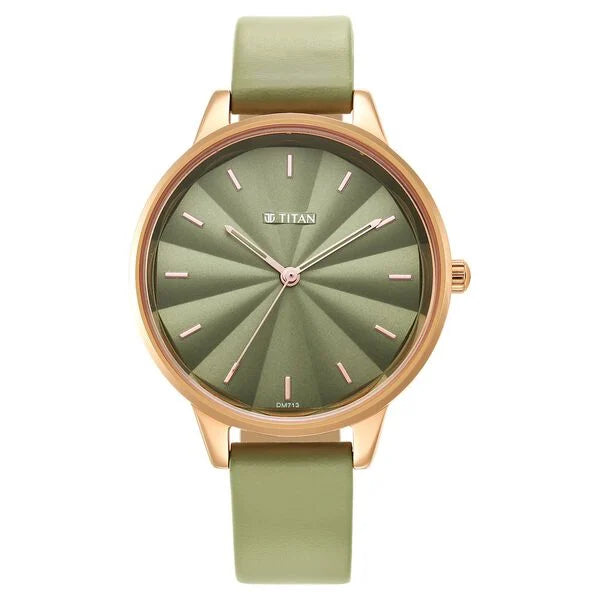 sport watches for men with step counters and sleep trackers -Titan Neo Green Dial Analog Leather Strap Watch for Women 2648wl06