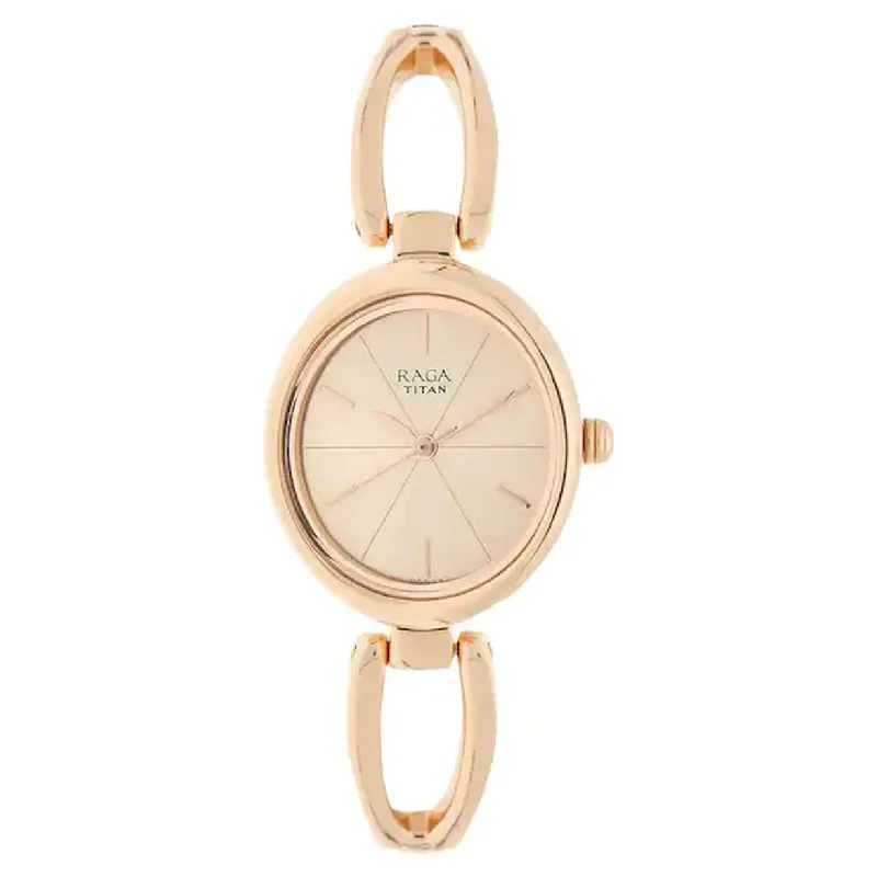 sport watches for women with built-in heart rate sensors and GPS -Raga Viva Women Rose Gold Dial