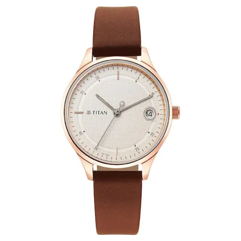 men's watches with sophisticated designs and interchangeable bands -Workwear Analog Women White Dial & Leather Strap