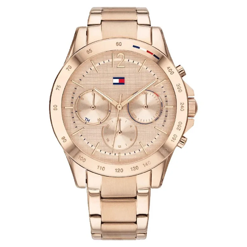 luxury men's watches with ceramic and stainless steel hybrid bands -Tommy Hilfiger Haven Rose Gold Dial Women 38mm