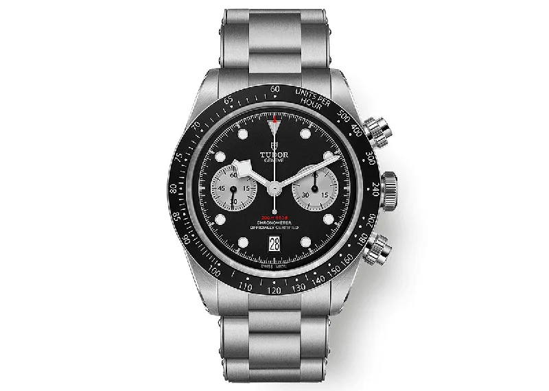 high-end men's watches with premium leather straps and automatic movements -Tudor Black Bay Chrono 41mm 79360n Stainless Steel Bracelet Black Dial