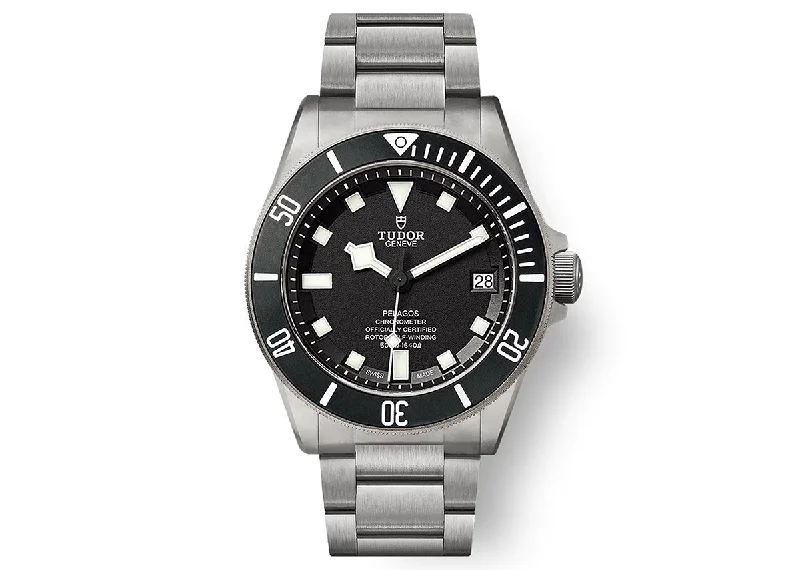 luxury watches for women with rose gold accents and diamond markers -Tudor Pelagos 42mm 25600TN Titanium Bracelet Black Dial