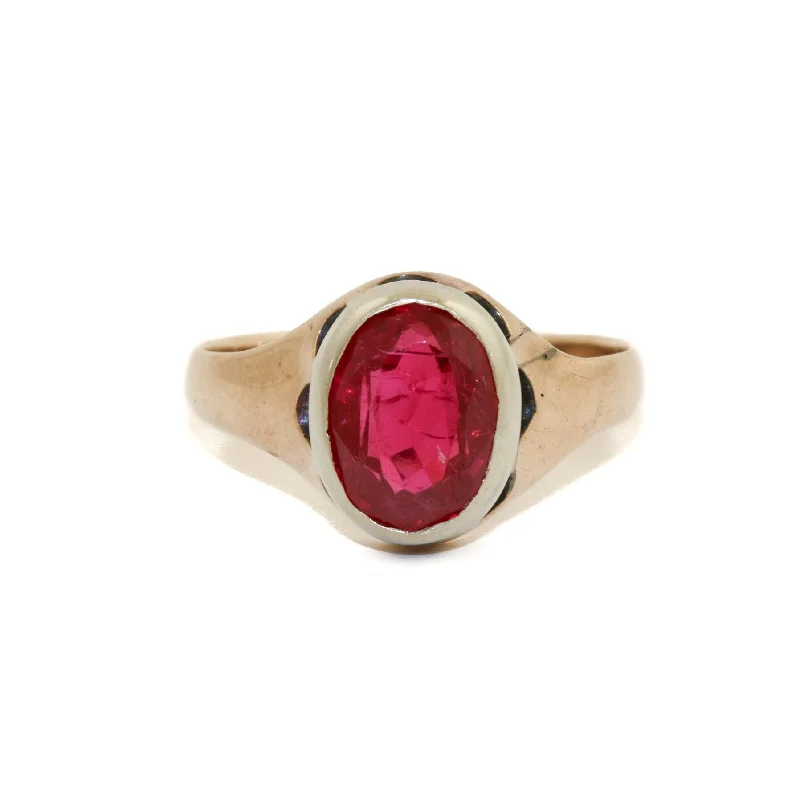 women’s rings with sapphires and diamonds for wedding bands-10K Rose Gold x Rubellite Signet